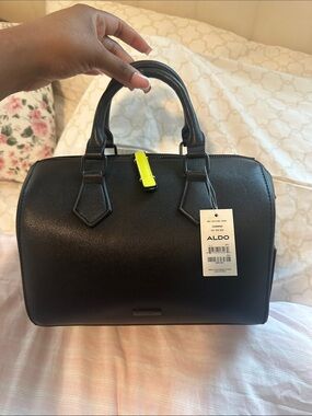 Aldo Black Satchel with Neon Yellow Accent